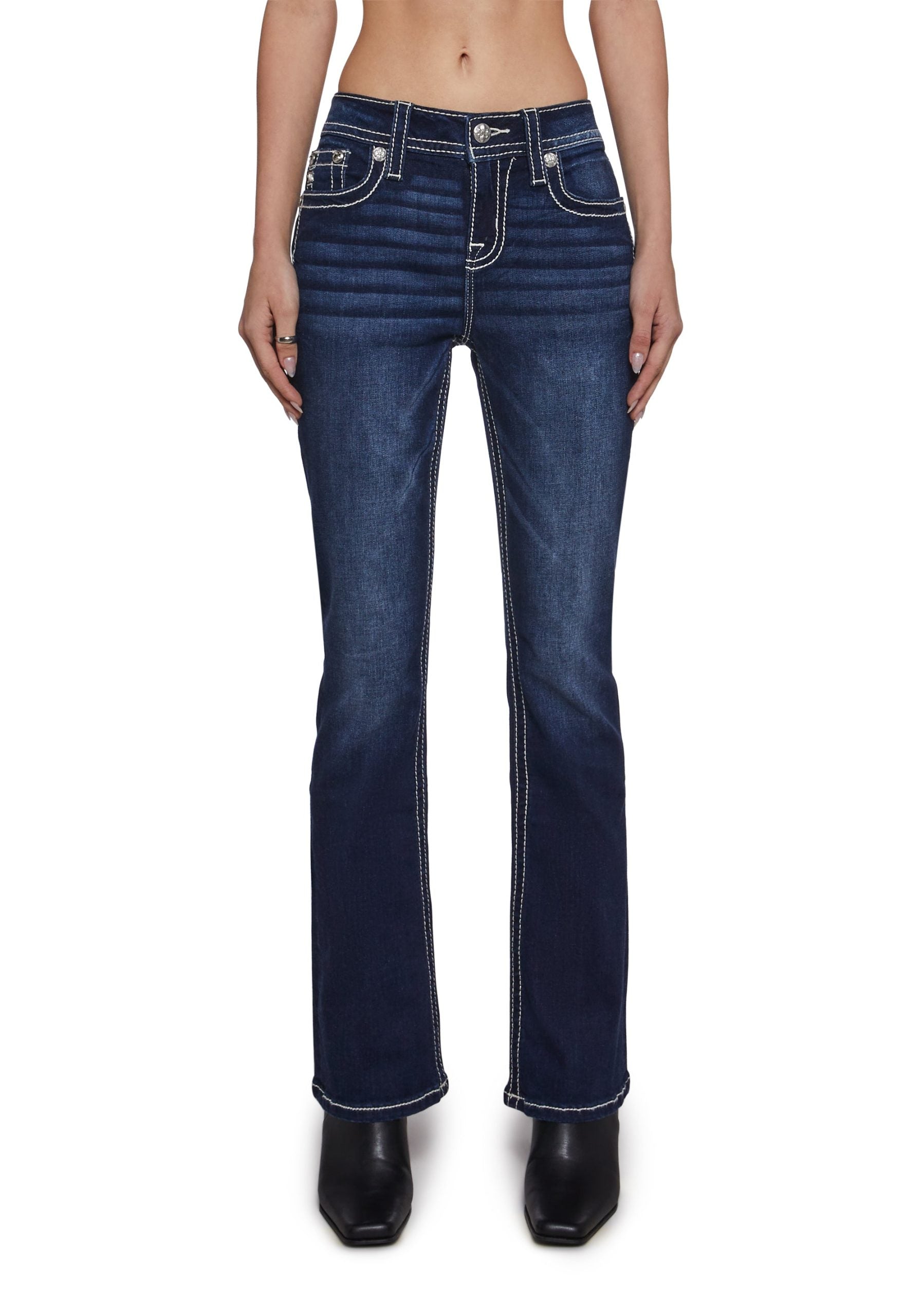 30″ Mid Rise Boot Cut Jeans
