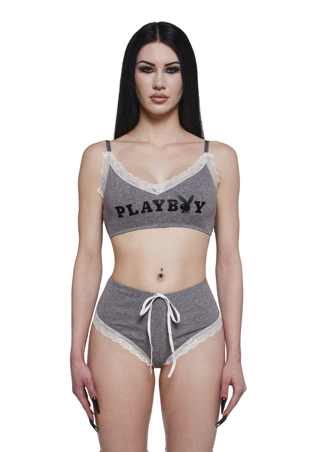 Comfy Bunny 2-Piece Cropped Cami Set – Gray
