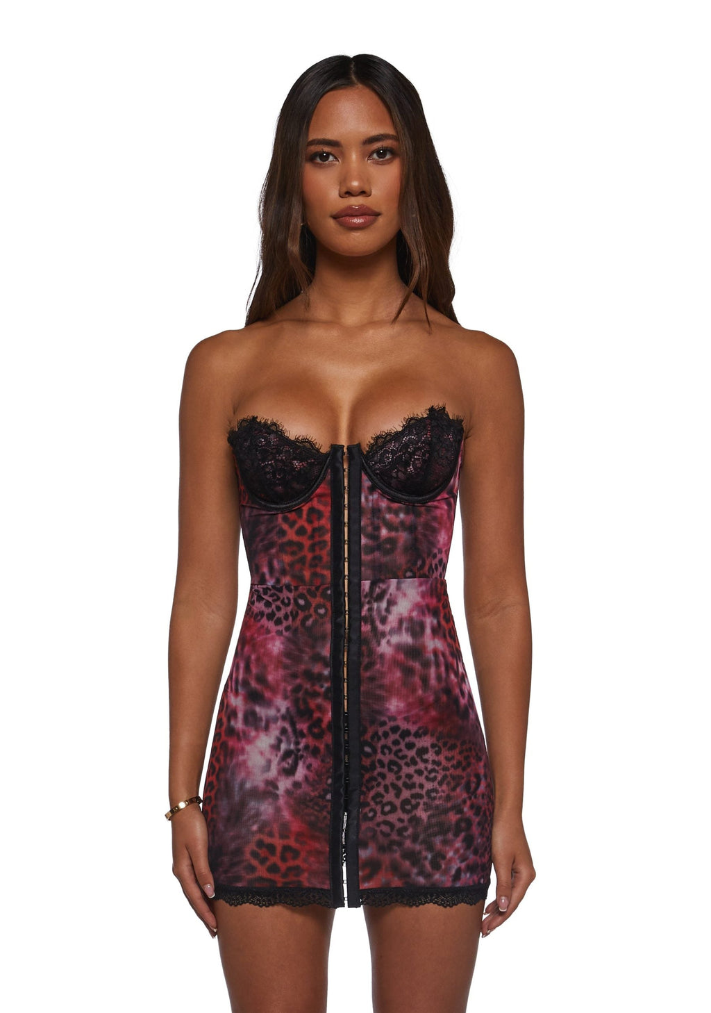 Captivating Gazes Slip Dress – Pink Leopard