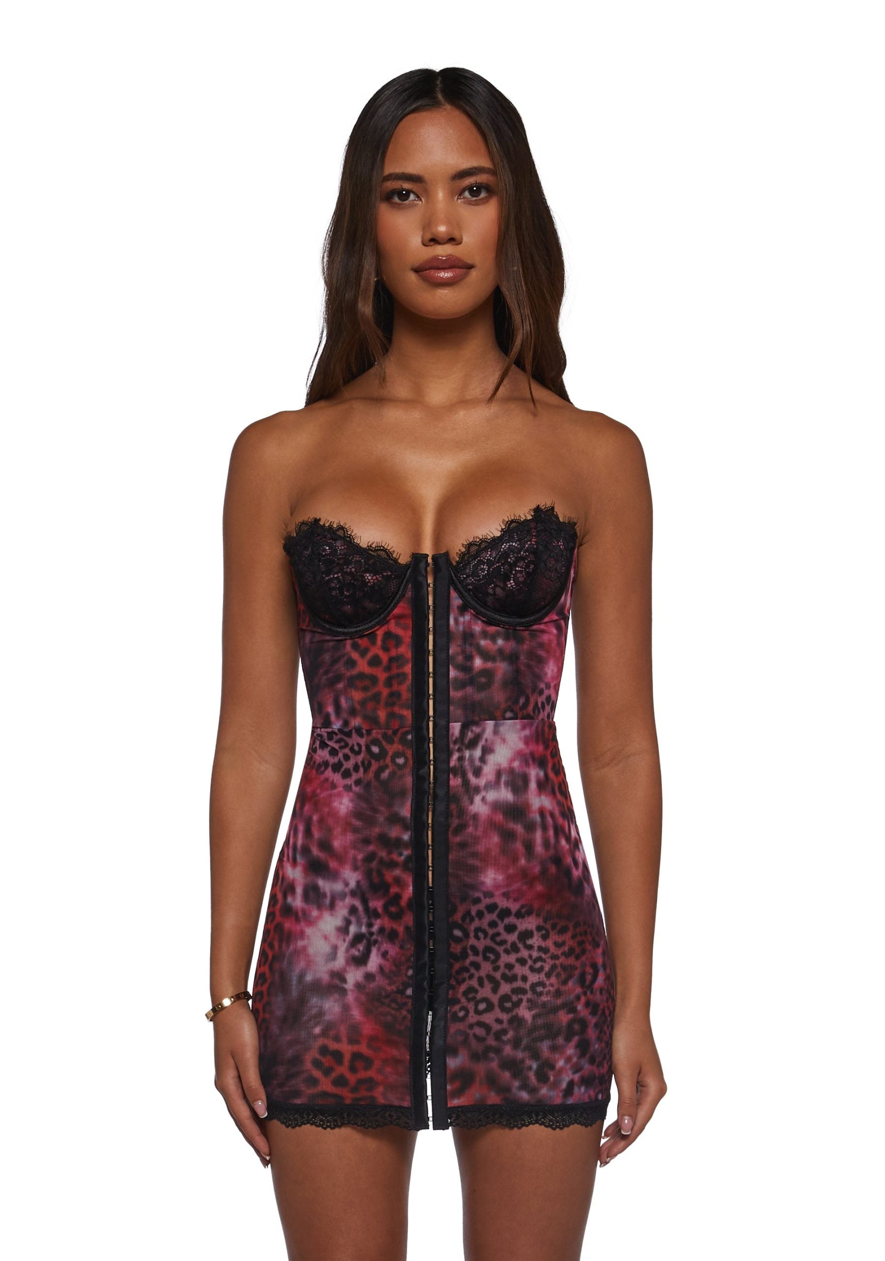 Captivating Gazes Slip Dress – Pink Leopard