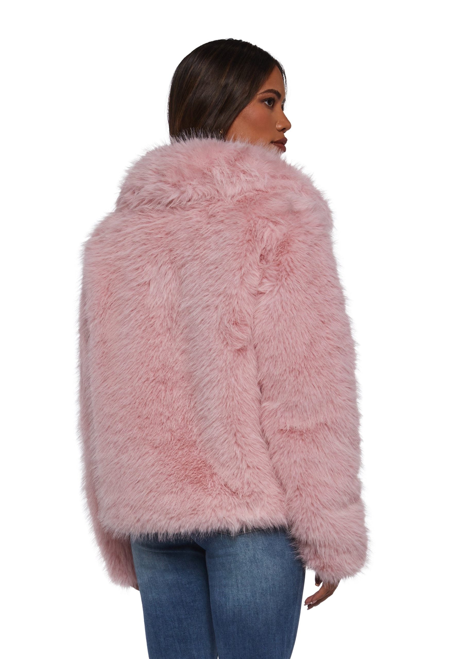 Melora Faux Fur Coat – Pink