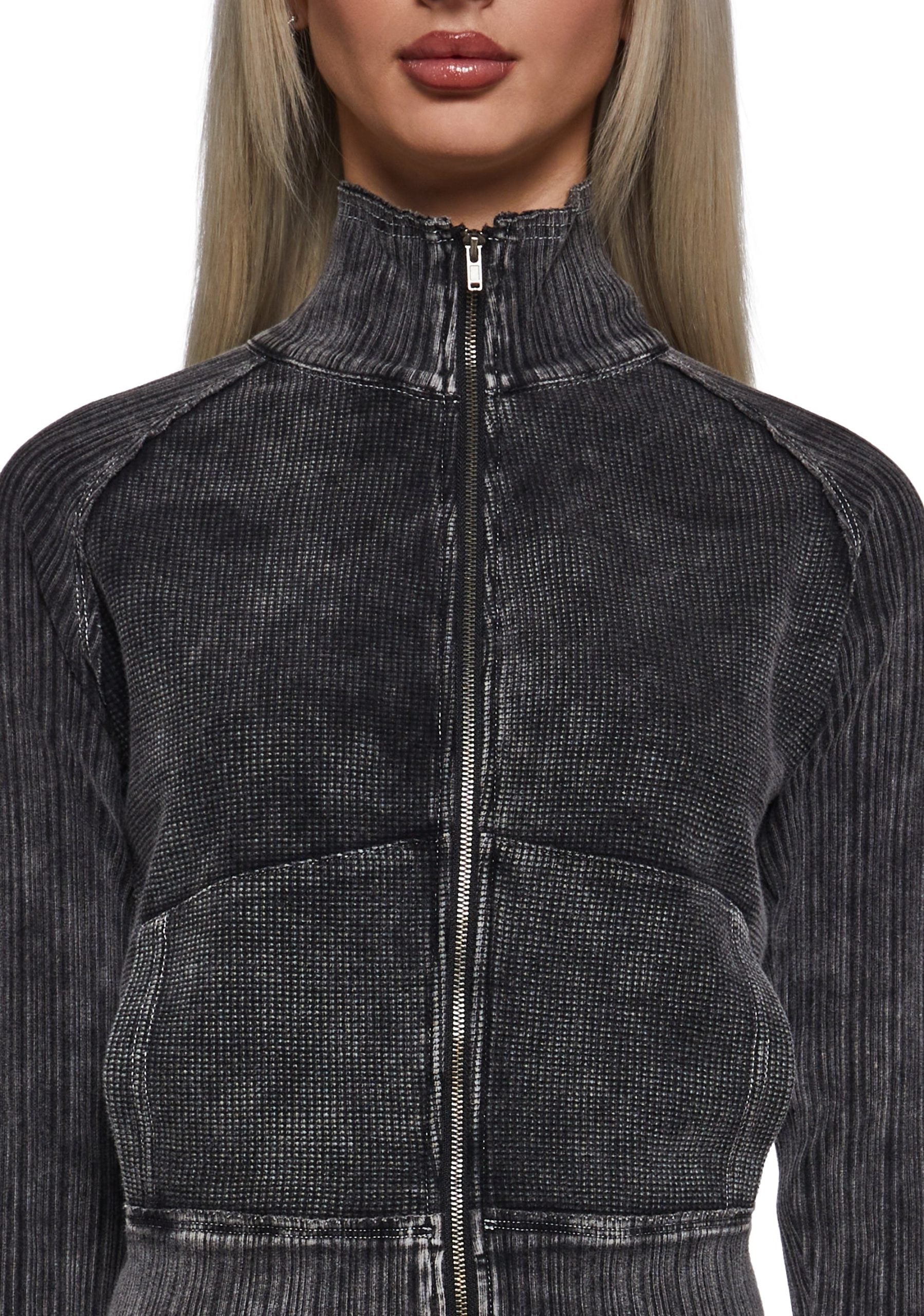 Ego Ribbed Knit Zip Up