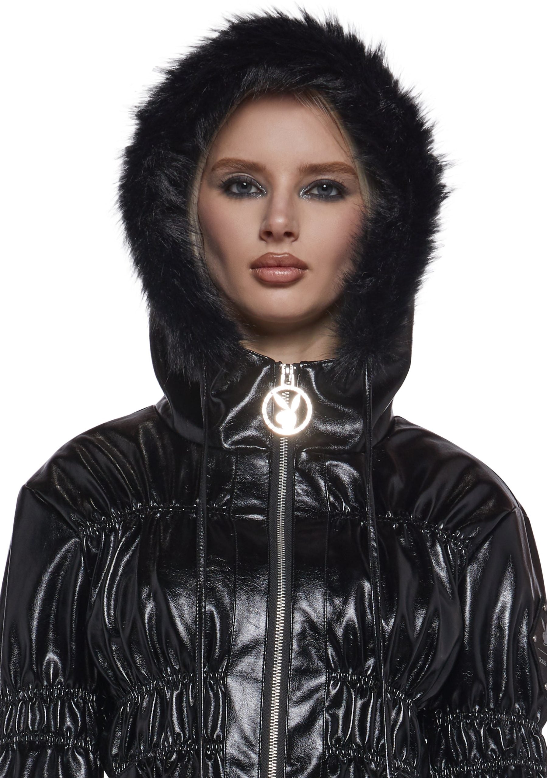 Puffer Jacket With Faux Fur Trim