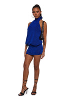 Club Moves Halter Dress – Blue Glitter