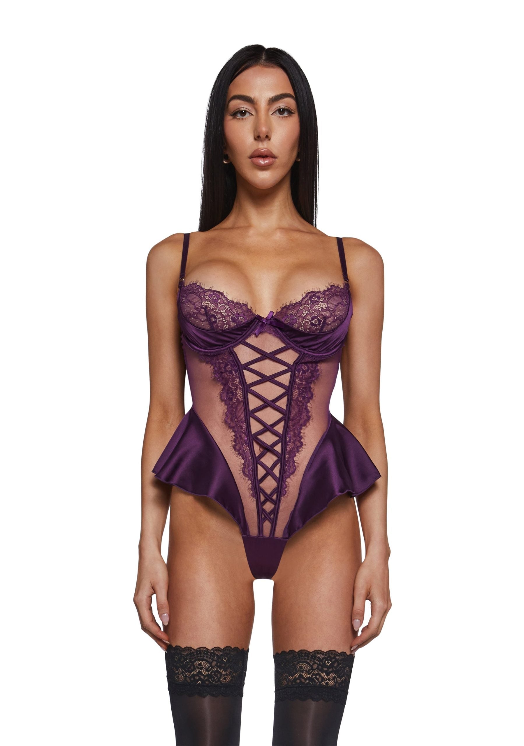 Cheri Amore Lace Teddy – Purple