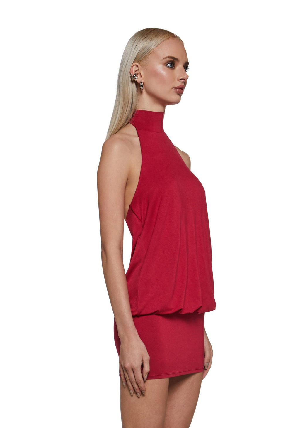 Club Moves Halter Dress – Red
