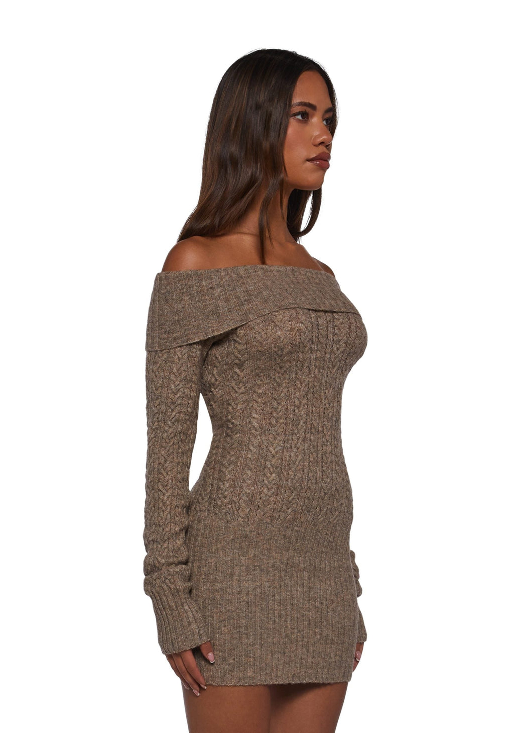 Manifest It Off The Shoulder Sweater Mini Dress