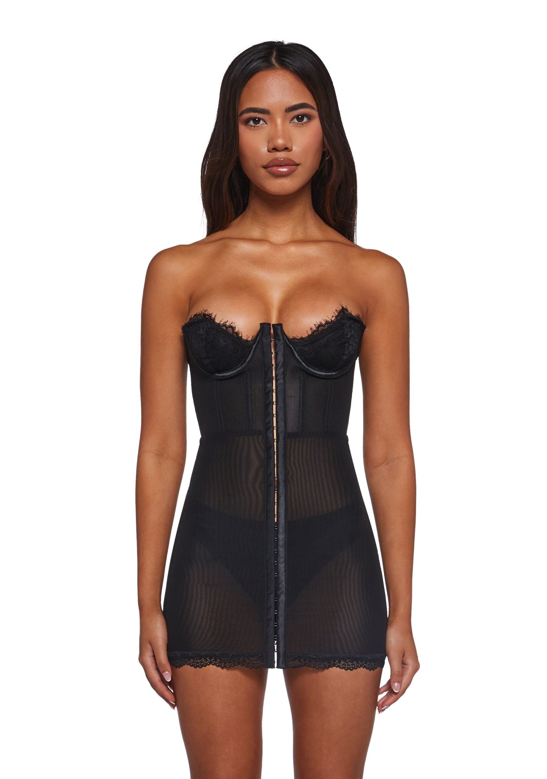 Captivating Gazes Slip Dress – Black