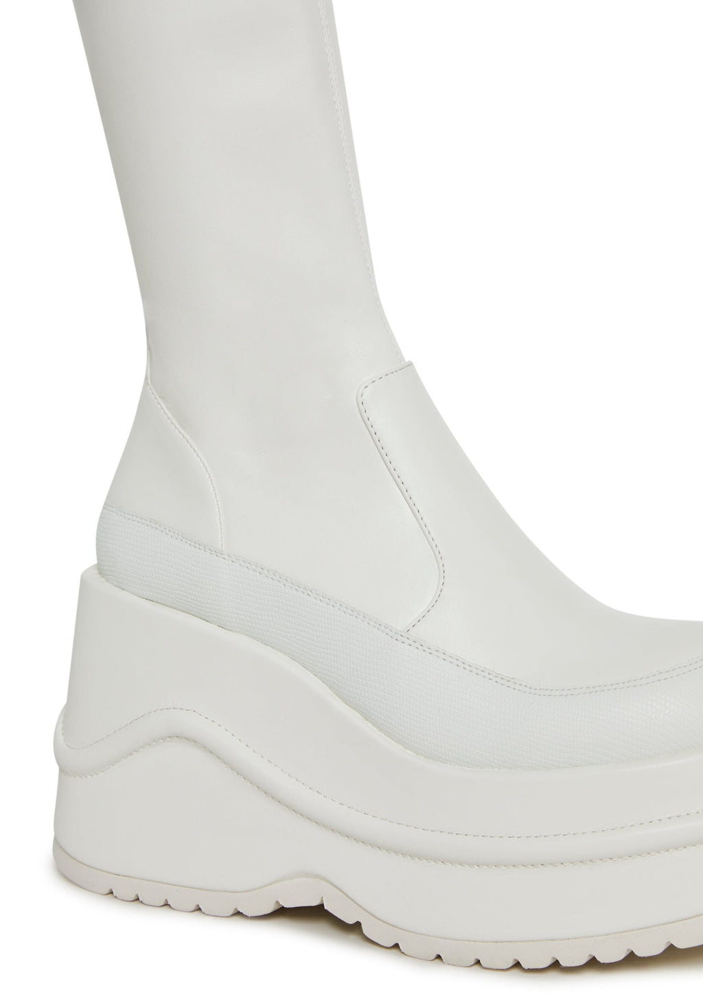 New Fans Wedge Stretch Boots – White