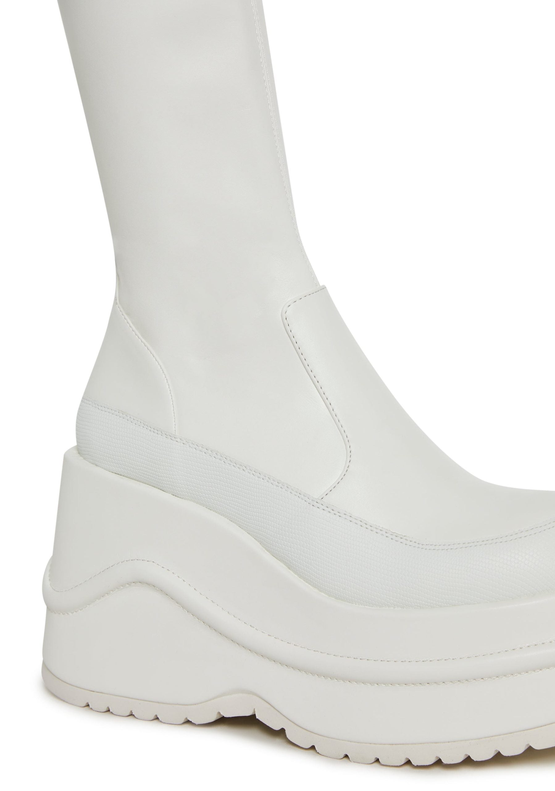 New Fans Wedge Stretch Boots – White