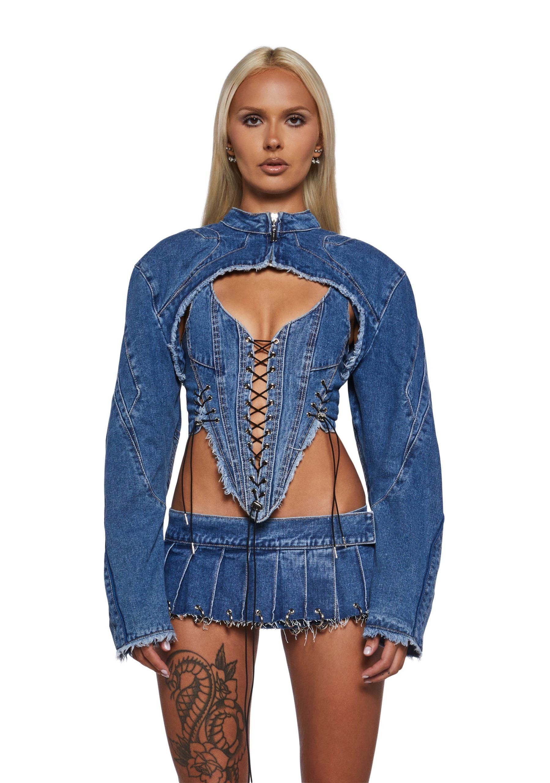 XTC Denim Choker Jacket – Blue