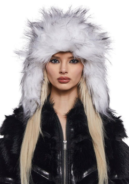 Aura Faux Fur Trapper Hat – White