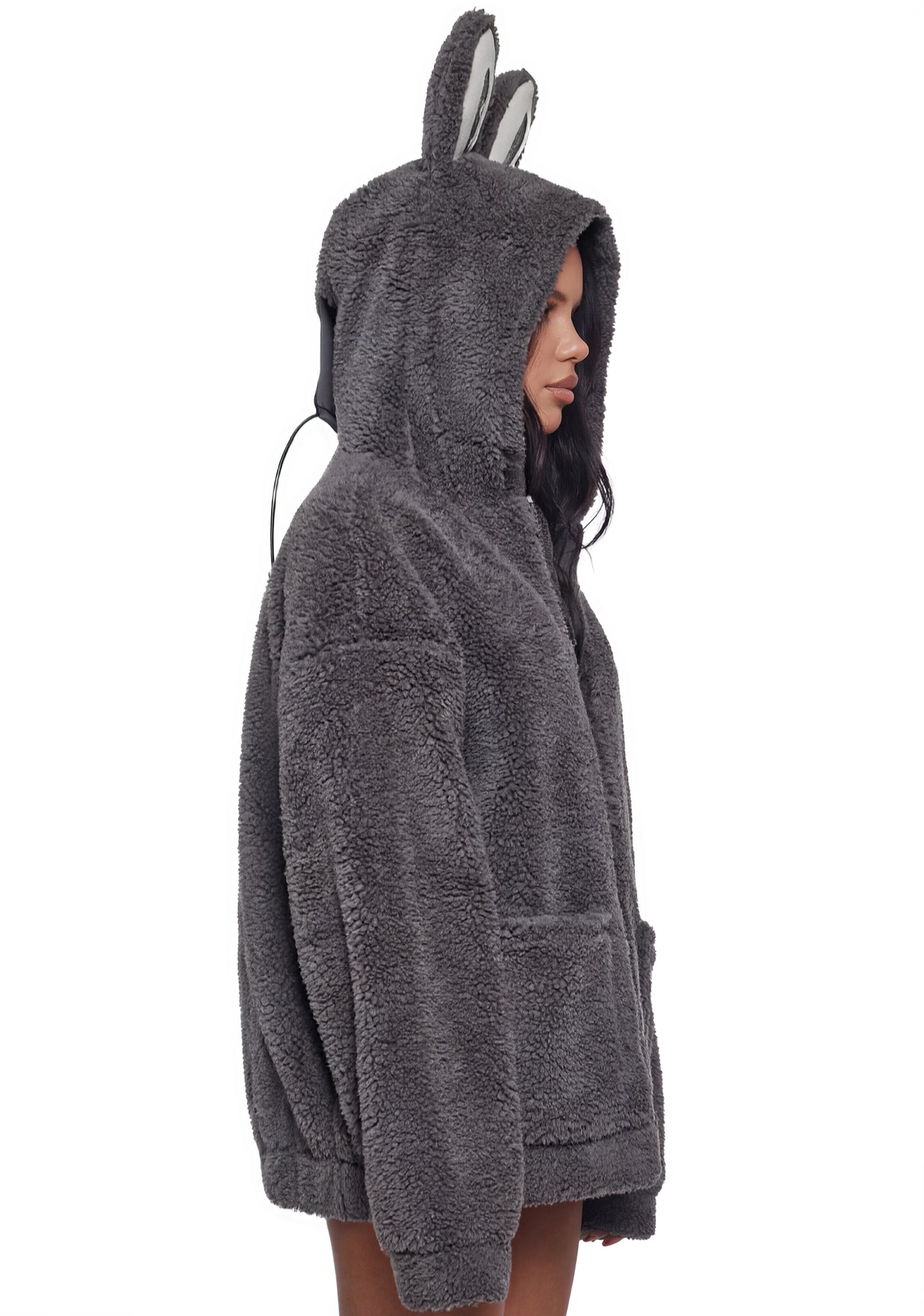 Labubu Sherpa Jacket – Gray