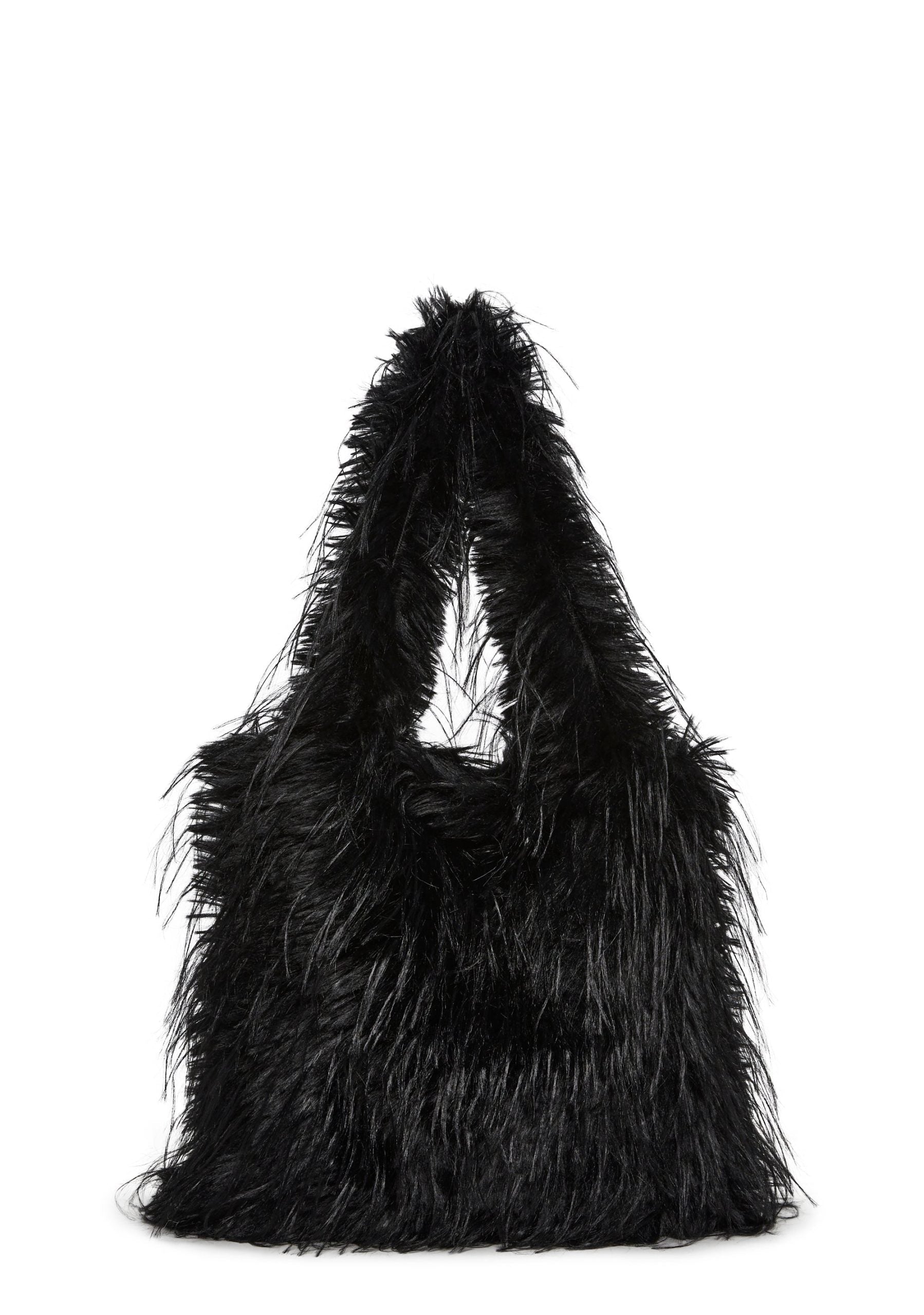 Star Dream Faux Fur Shoulder Bag – Black