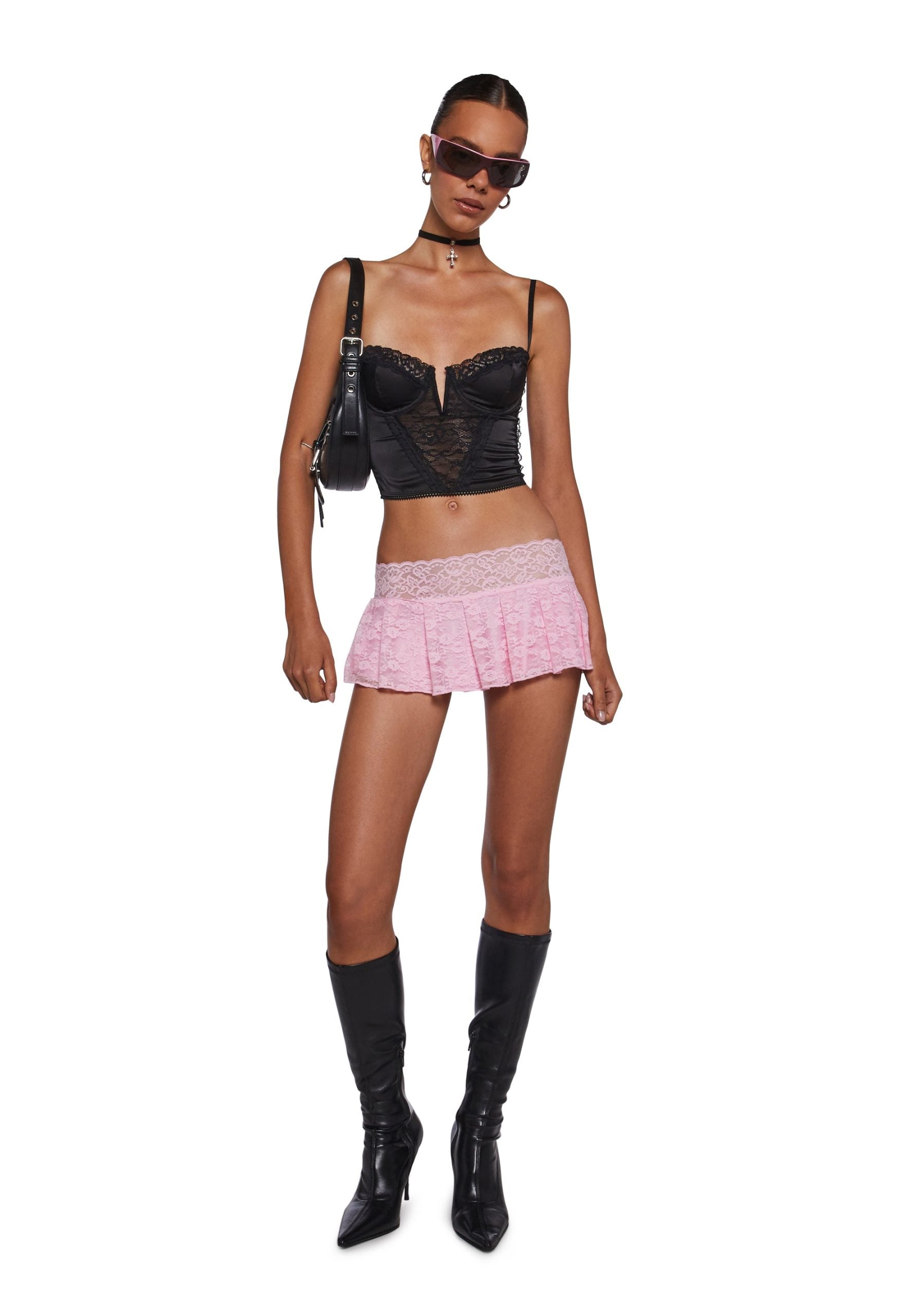 Fierce Flirt Lace Skirt – Pink