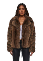 Melora Faux Fur Coat – Brown