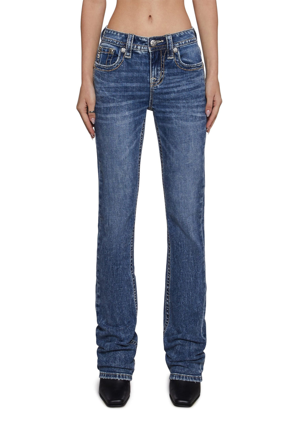 34″ Mid Rise Denim Jeans