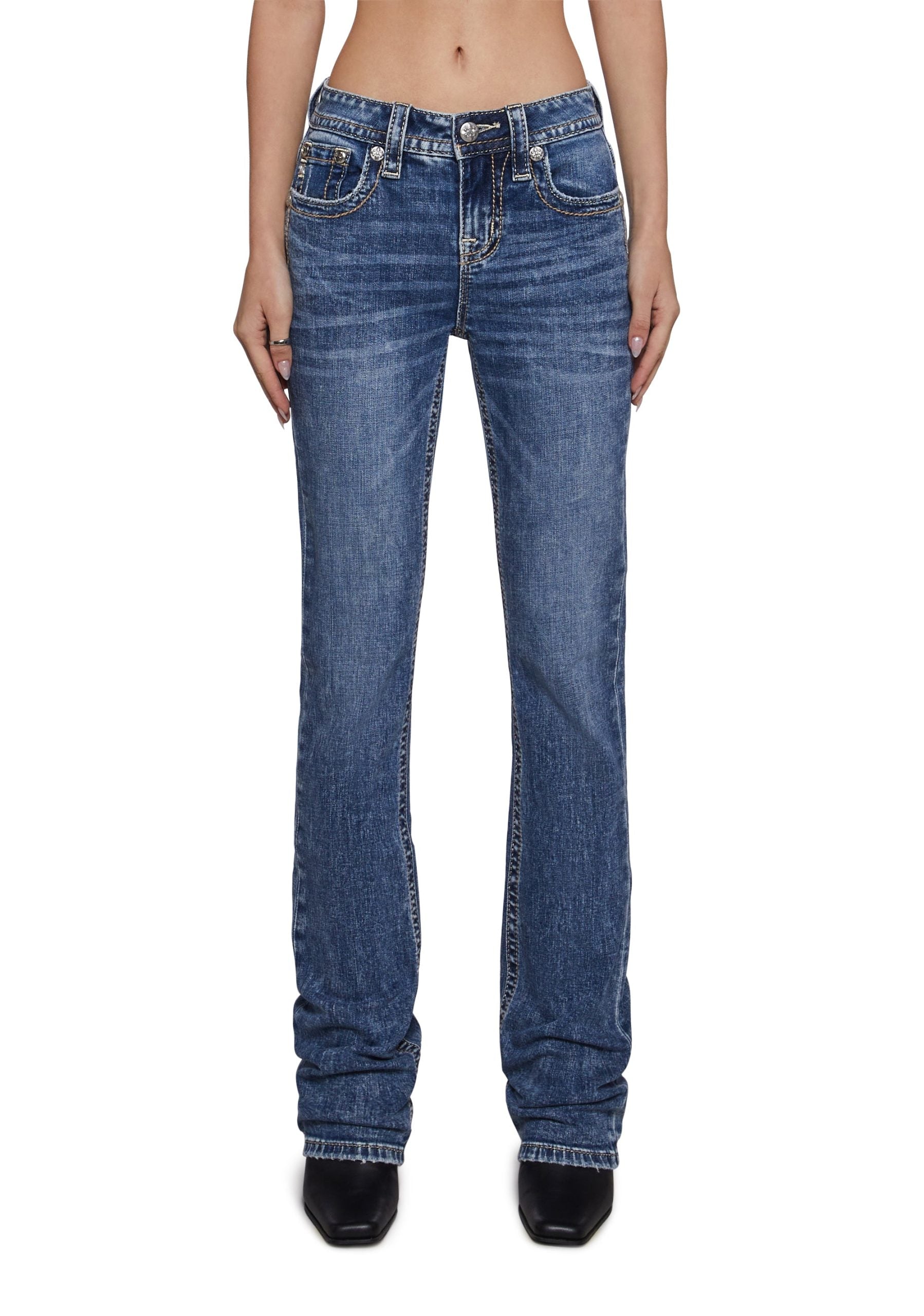34″ Mid Rise Denim Jeans