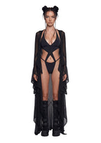Sparkled Myths Hooded Duster – Black