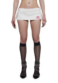 Born To Ride Pleated Ultra Mini Skirt – White