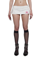 Born To Ride Pleated Ultra Mini Skirt – White