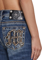 34″ Mid Rise Washed Boot Cut Jeans