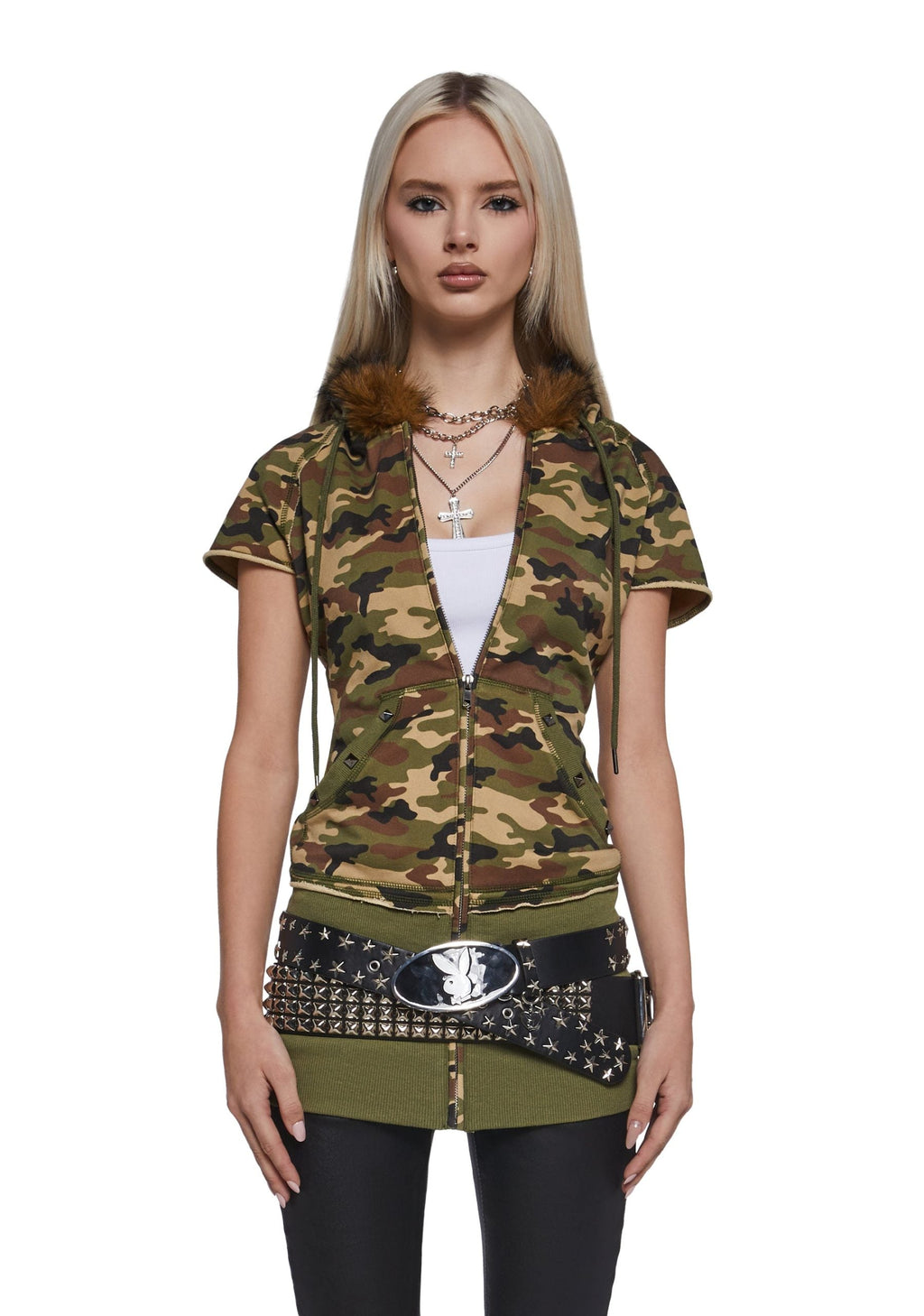 Texting U Camo Hoodie Mini Dress