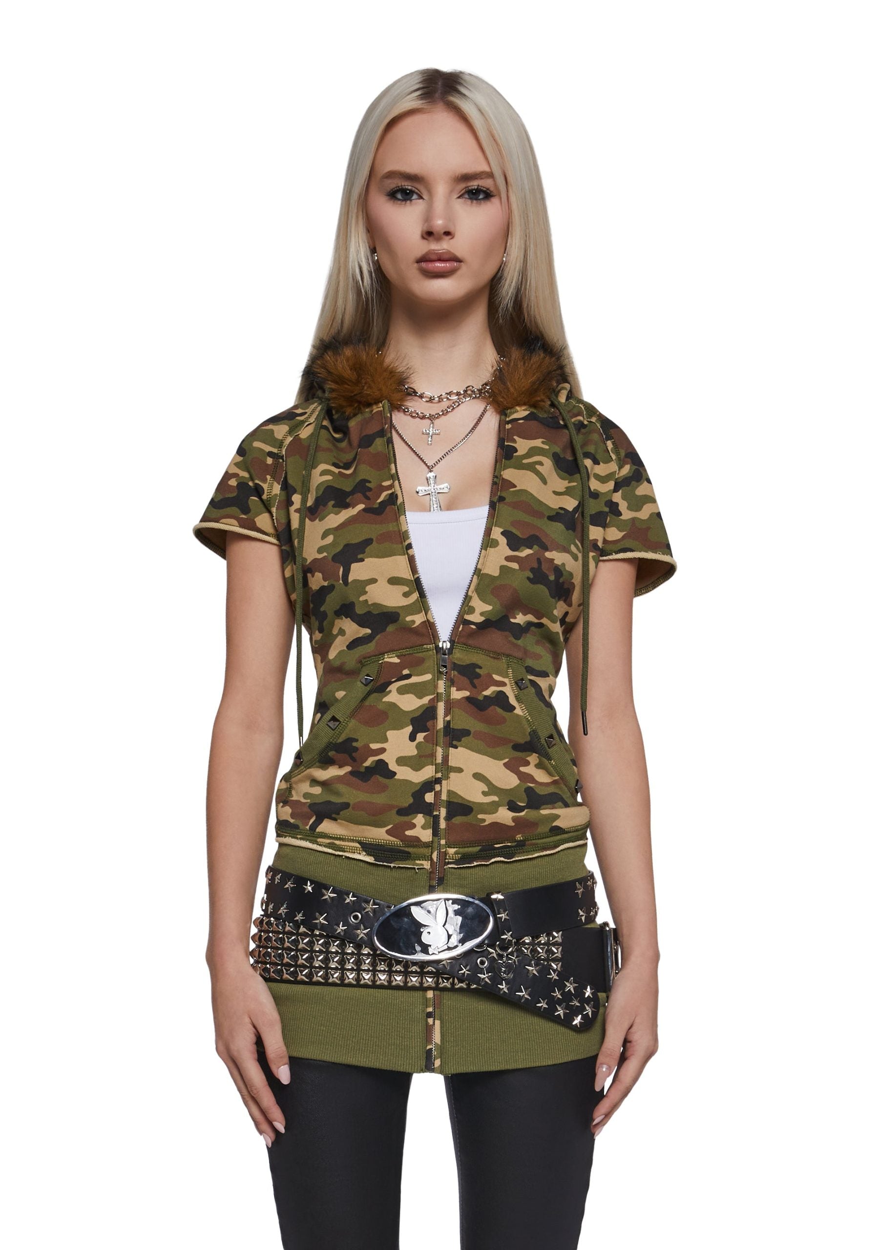Texting U Camo Hoodie Mini Dress