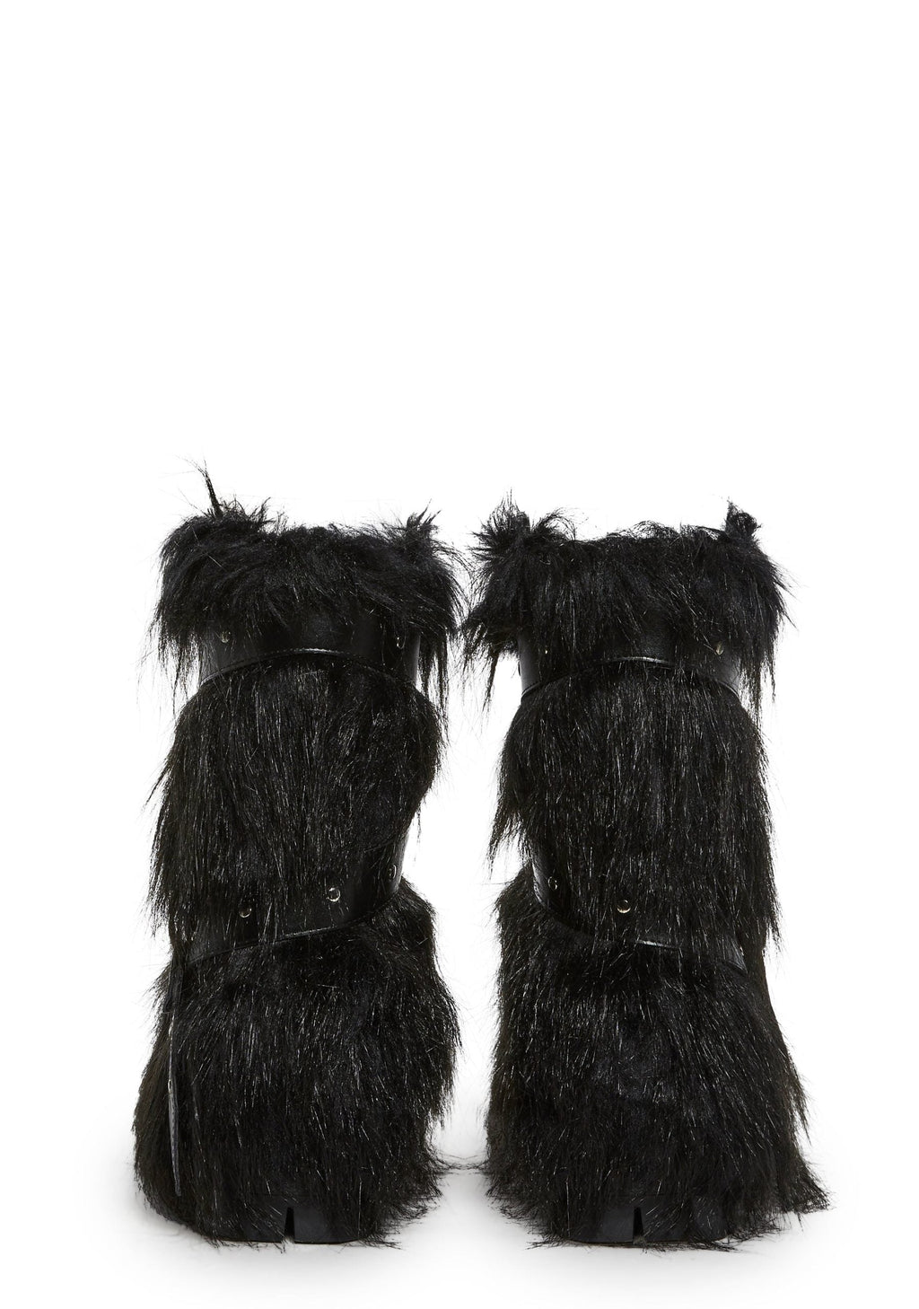 Low Wild Instincts Faux Fur Combat Boots – Black