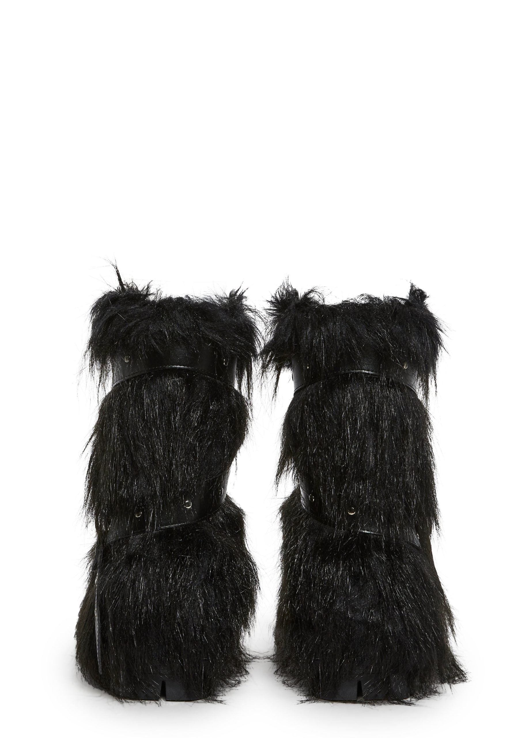 Low Wild Instincts Faux Fur Combat Boots – Black