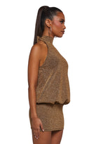 Club Moves Halter Dress – Gold Glitter