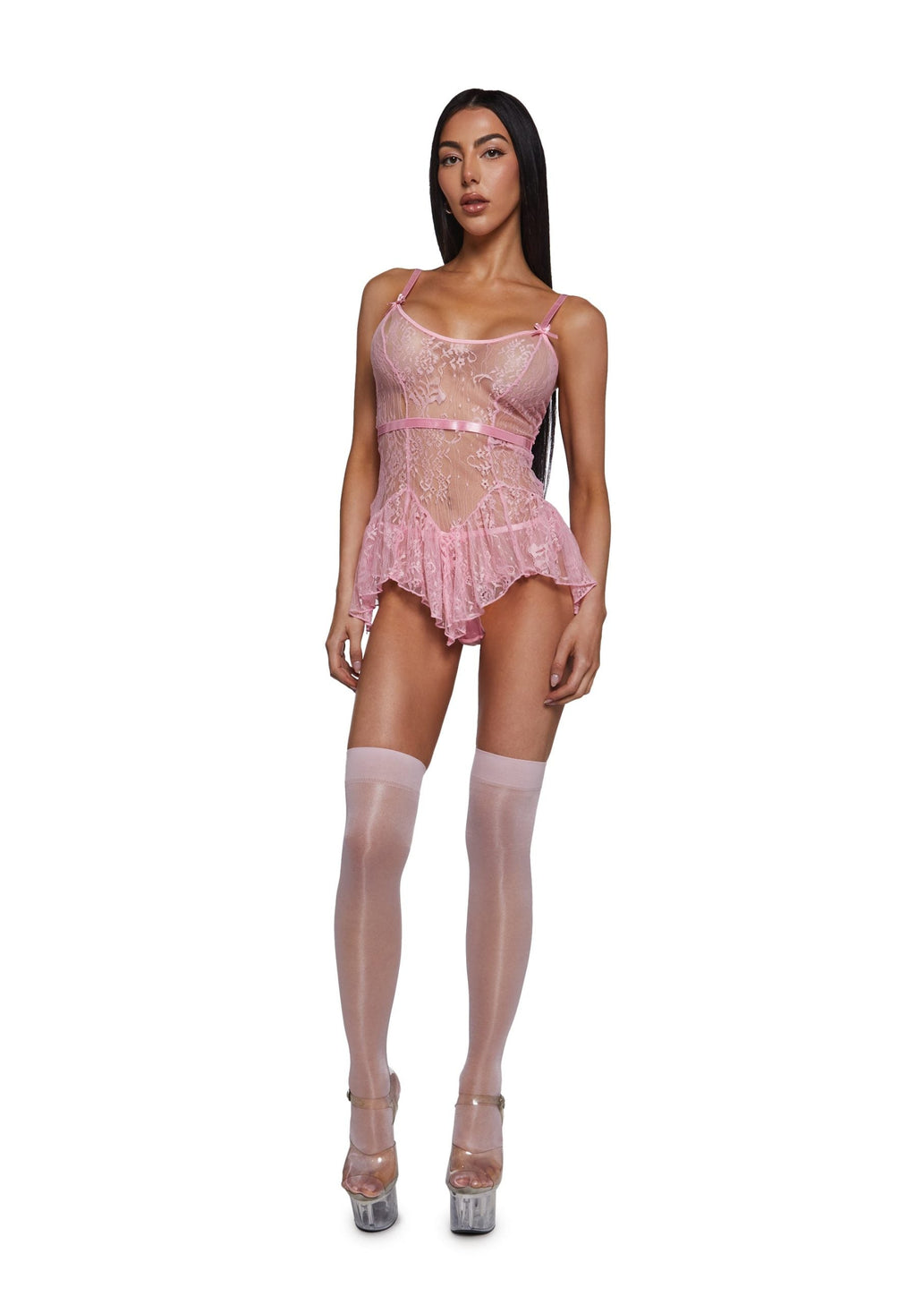 Midnight Kiss Lace Babydoll – Pink