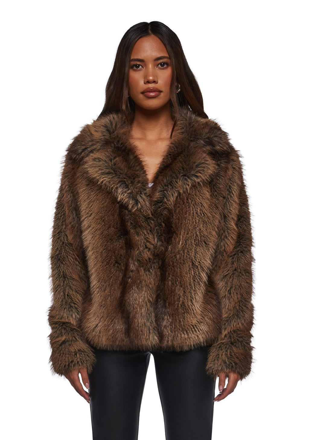 Melora Faux Fur Coat – Brown