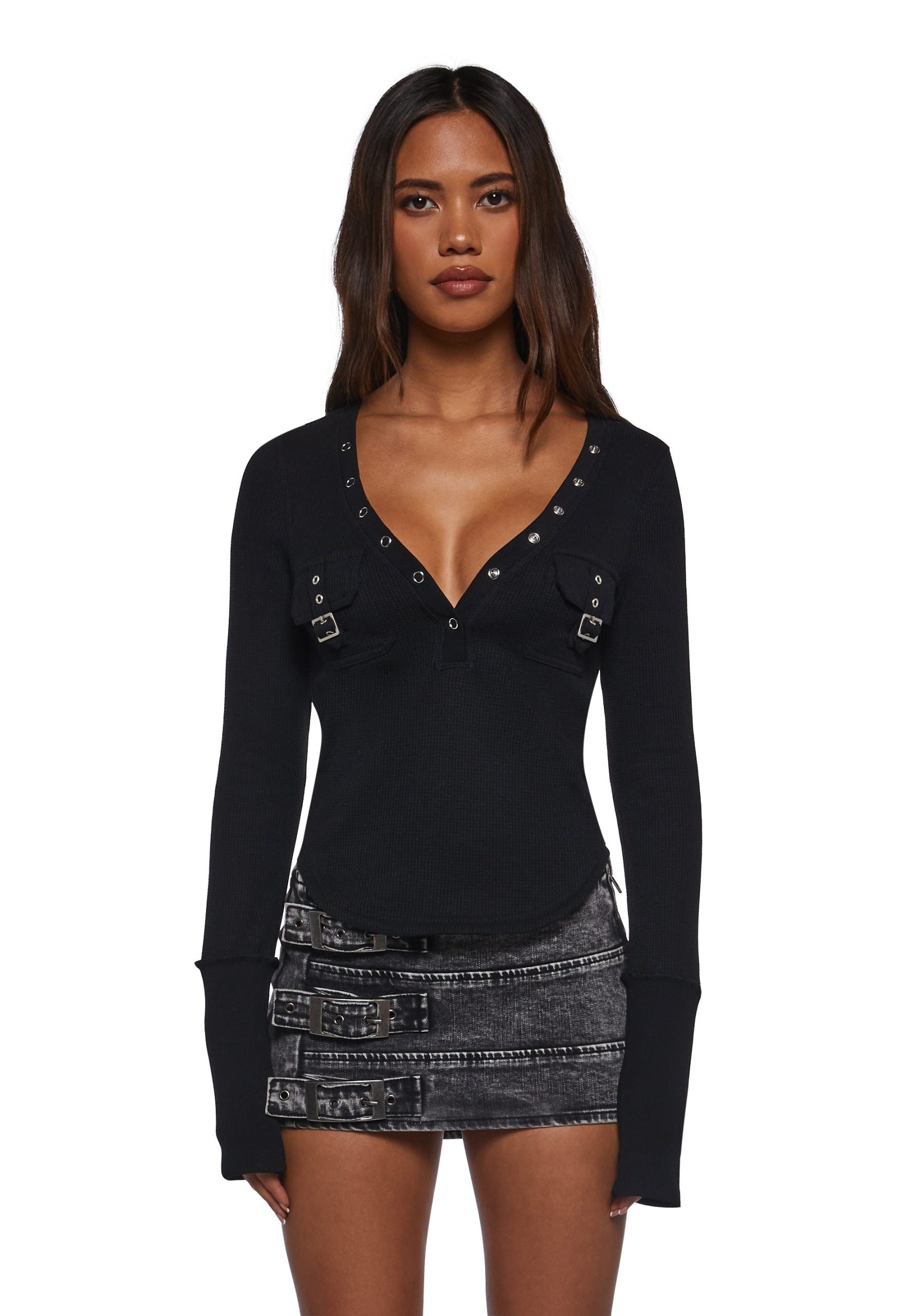 Brianna Long Sleeve Top – Black