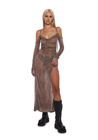 Downbeat Hooded Maxi Dress – Brown