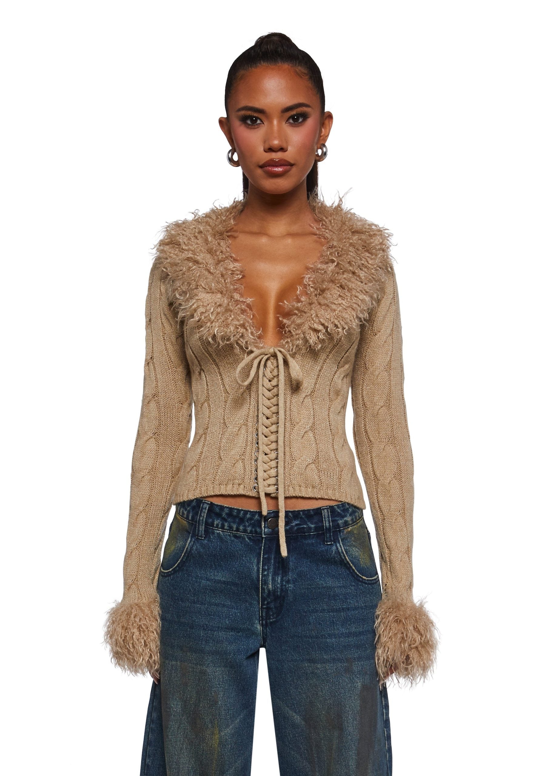 Covet Cable Knit Cardigan – Off White