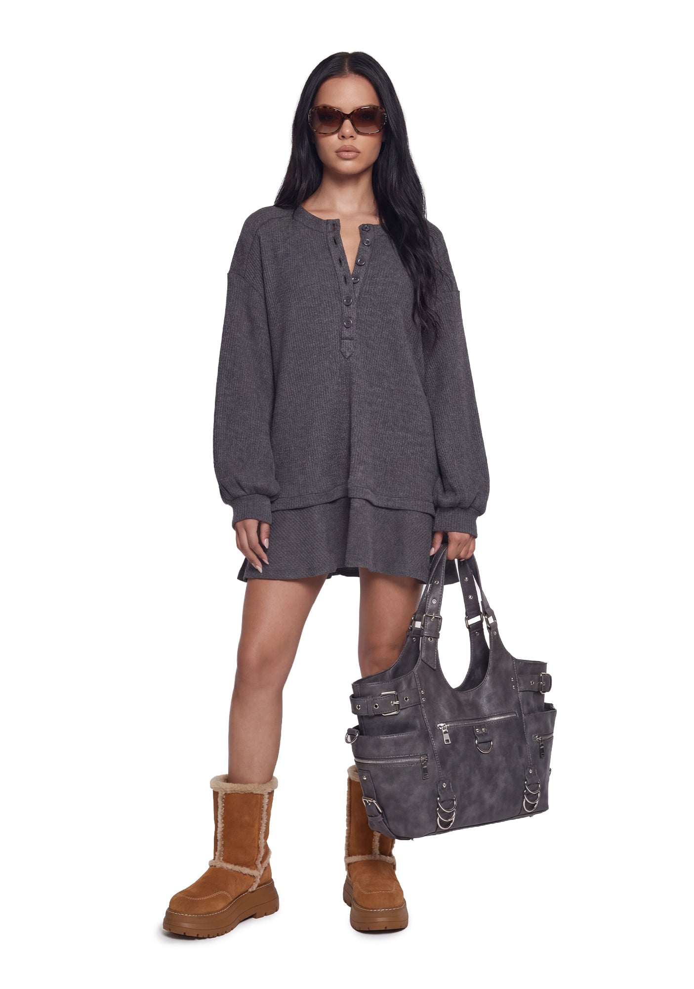First Glances Trapeze Dress – Gray