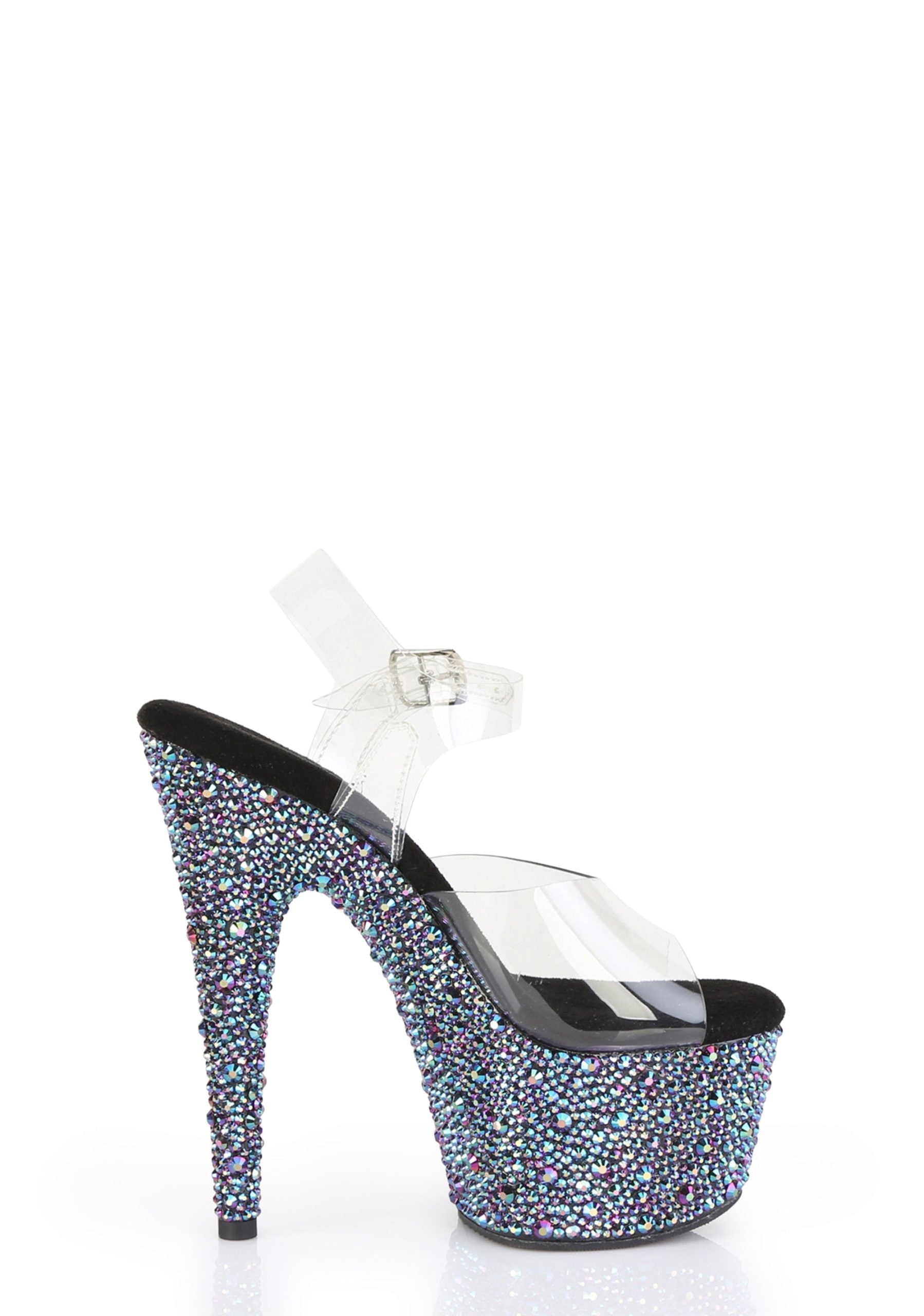 Bejeweled-708MS Platform Ankle Strap Sandals-Black