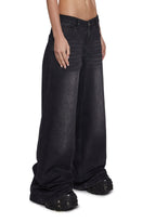 Sinful Attitude Wide Leg Jeans – Black Glitter