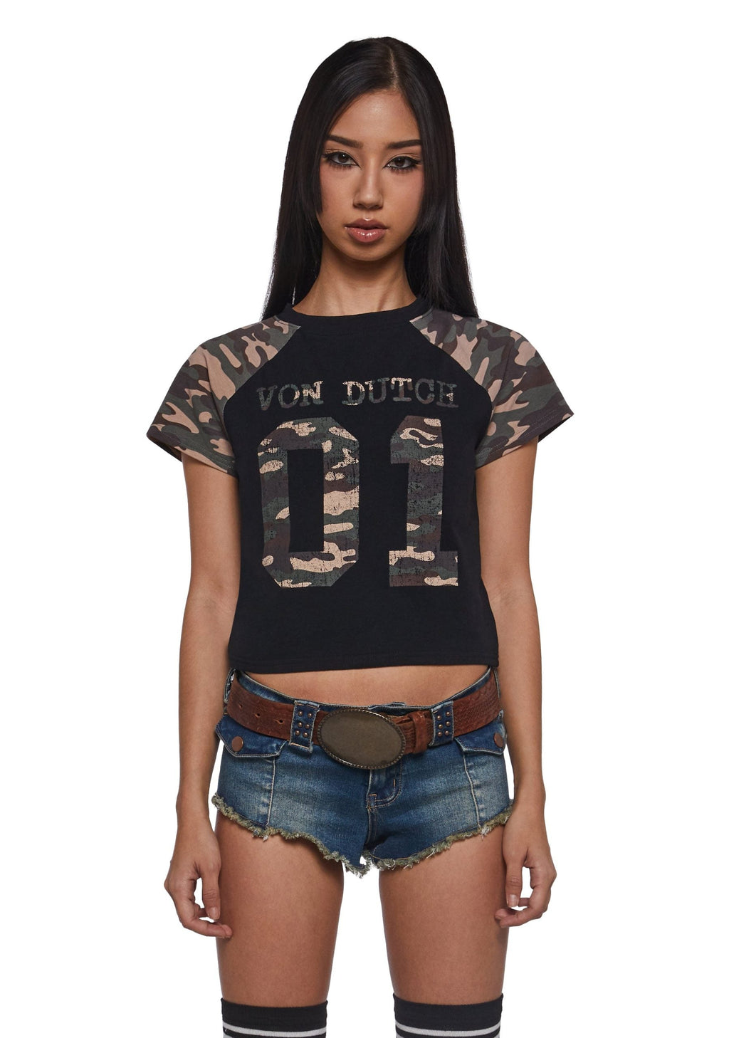 Camo Raglan Tee – Black