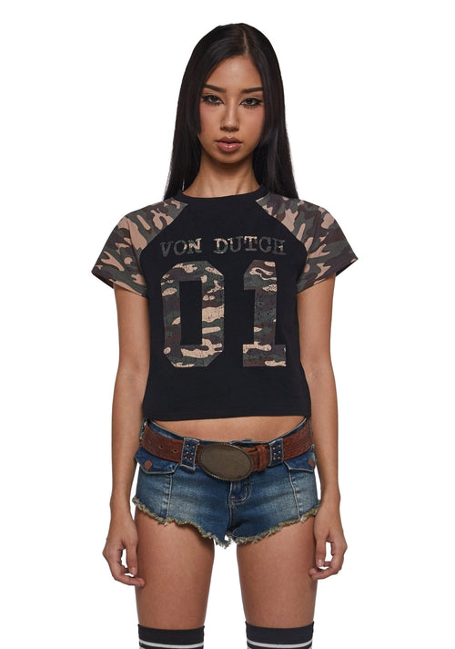 Camo Raglan Tee – Black