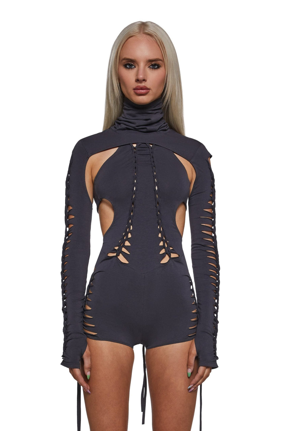Outro Shredded Romper With Shrug
