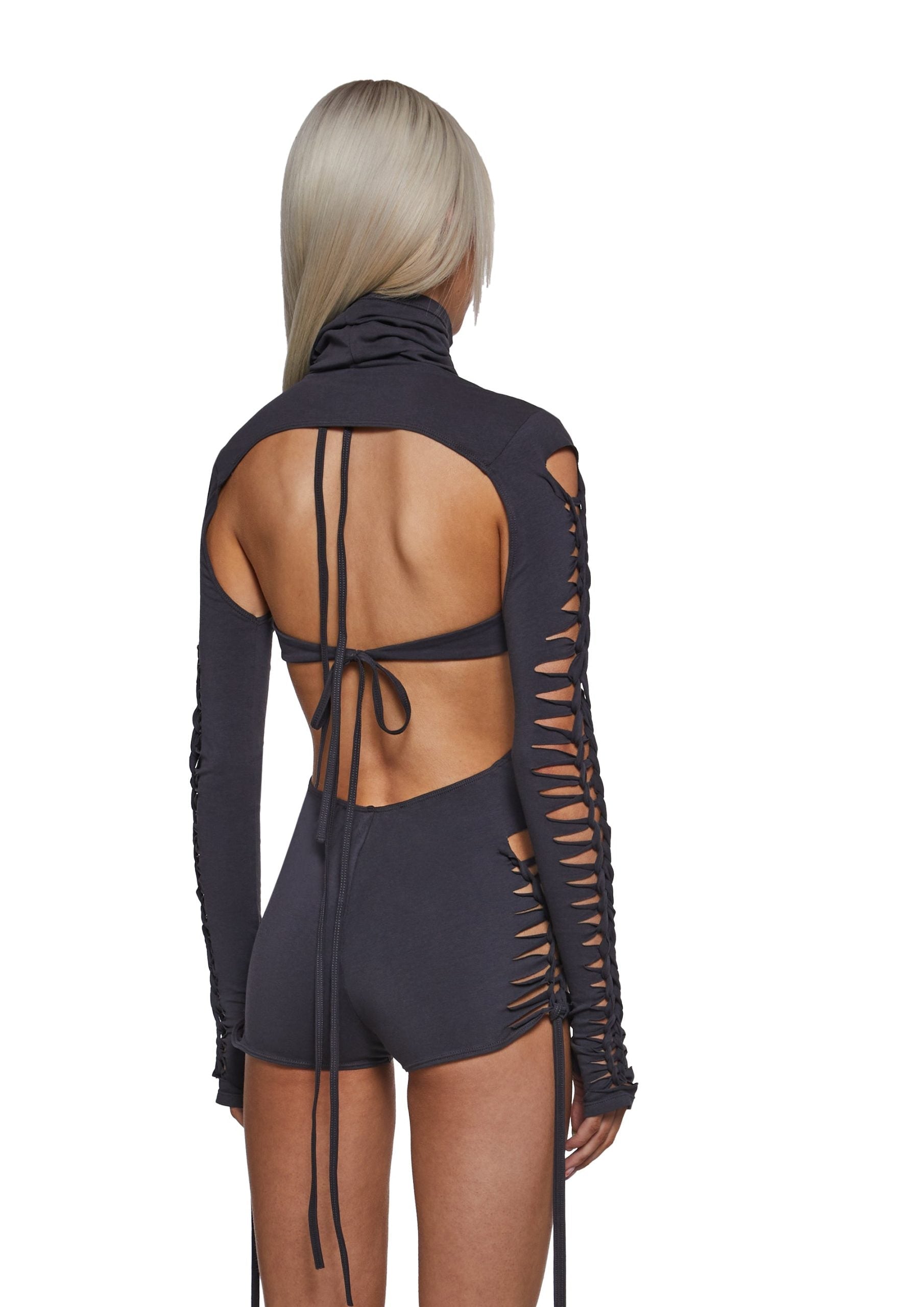 Outro Shredded Romper With Shrug