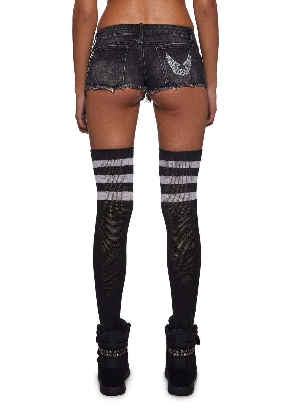 Ciska Brass Knuckle Denim Micro Shorts