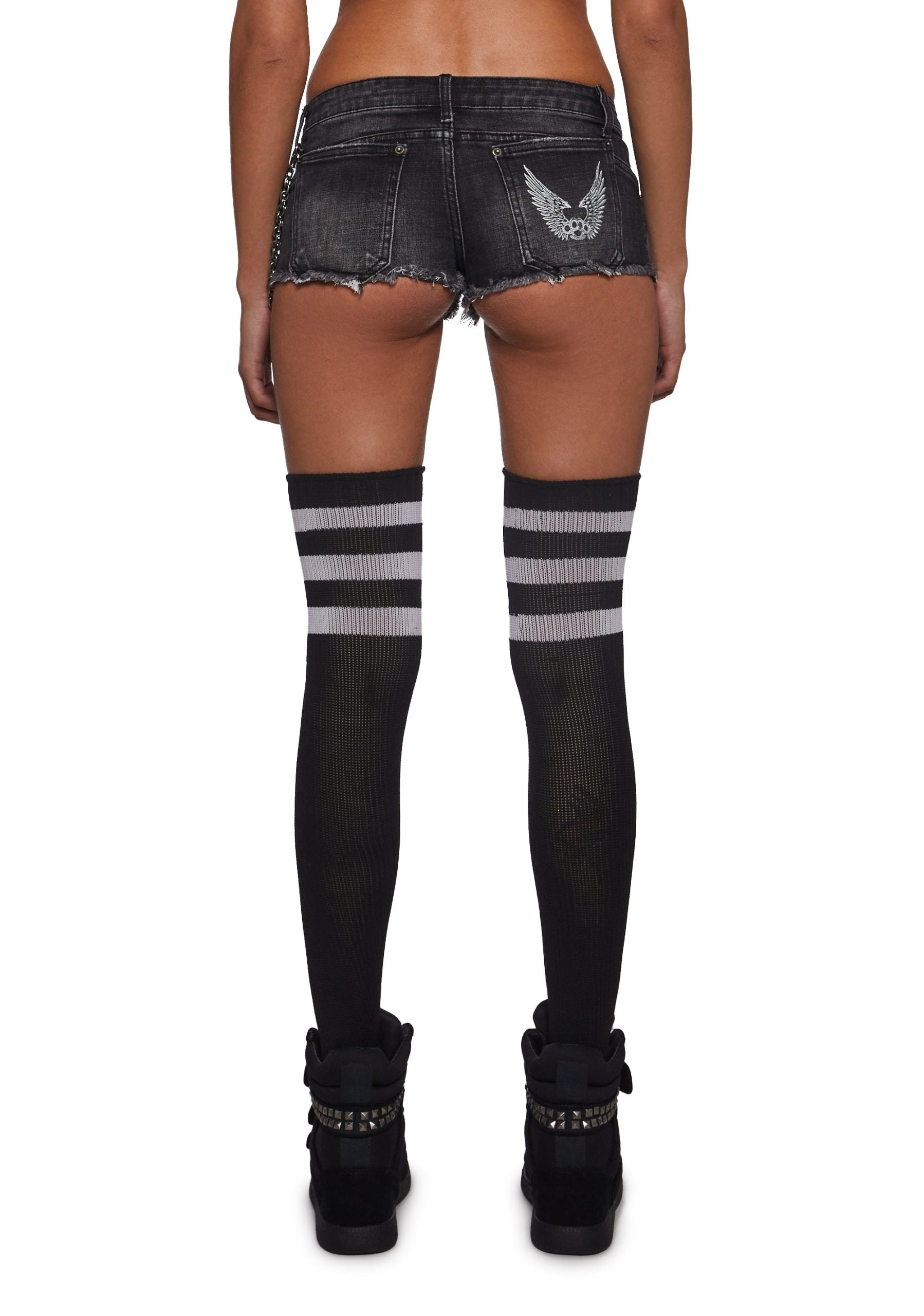 Ciska Brass Knuckle Denim Micro Shorts