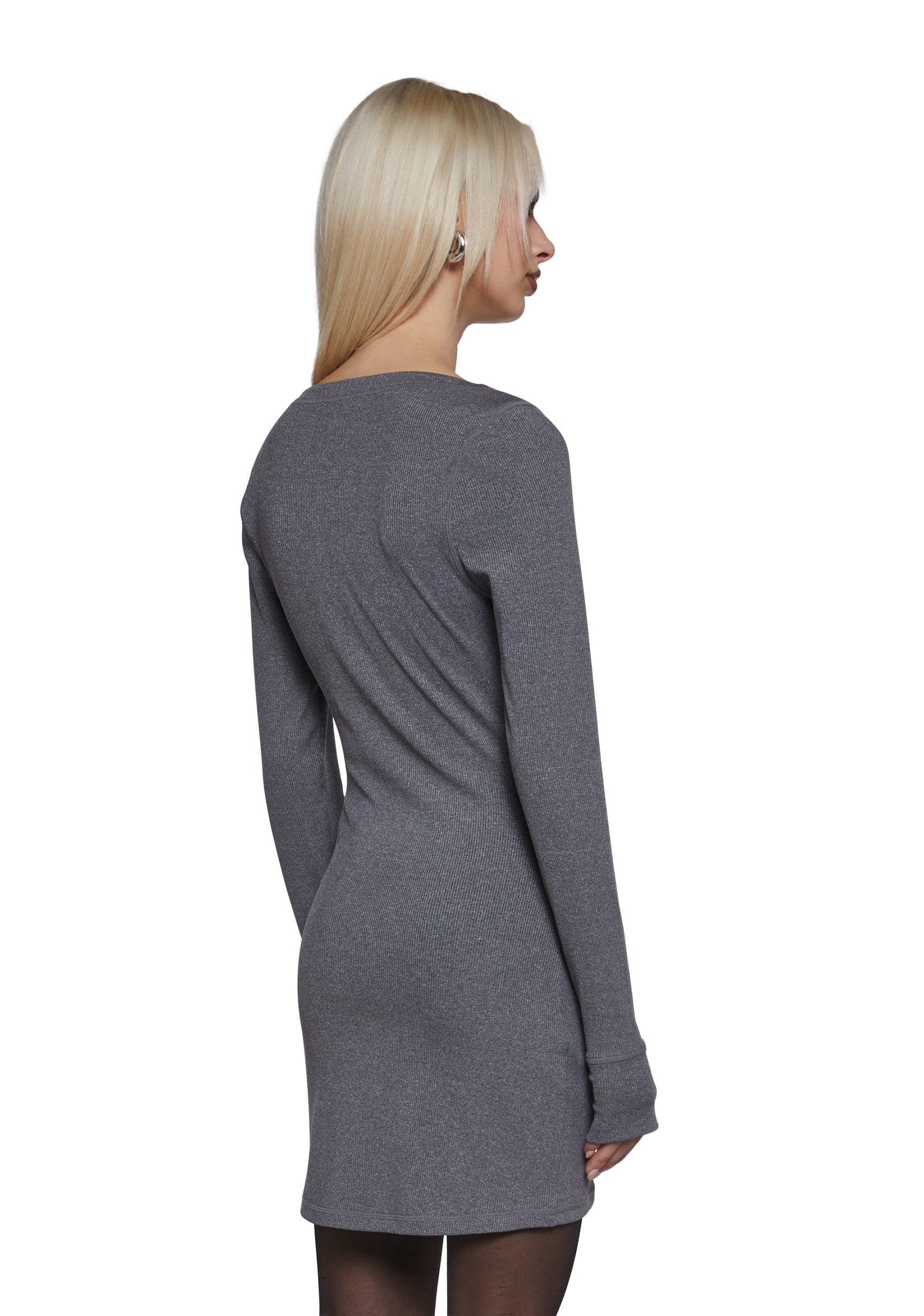 Hearts Linked Henley Dress – Gray