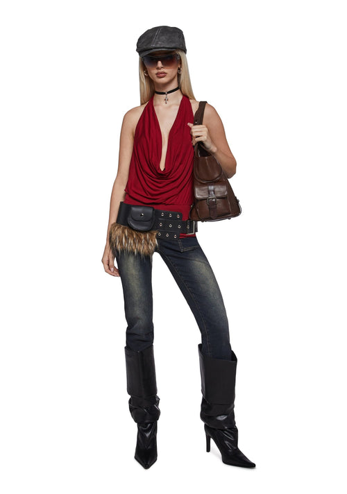 Celeb Status Halter Top – Red