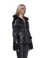 Puffer Jacket With Faux Fur Trim