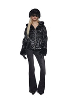 Puffer Jacket With Faux Fur Trim