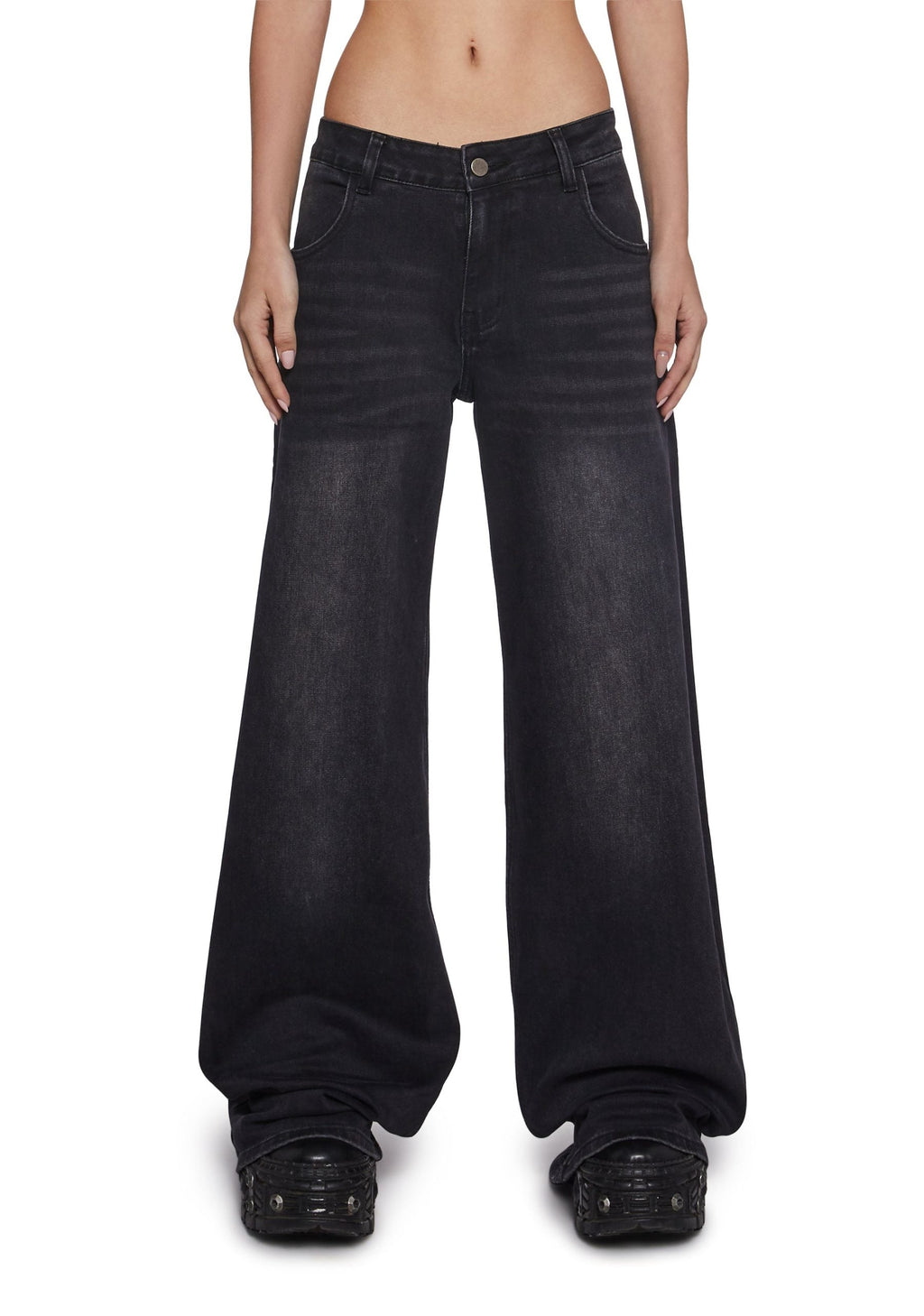 Sinful Attitude Wide Leg Jeans – Black Glitter